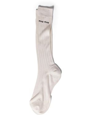 Miu Miu Socken Aus Seide, Damen, Größe - Weiß