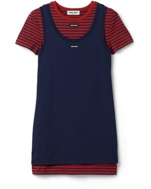 Miu Miu Robe En Jersey, Femme, Taille - Bleu