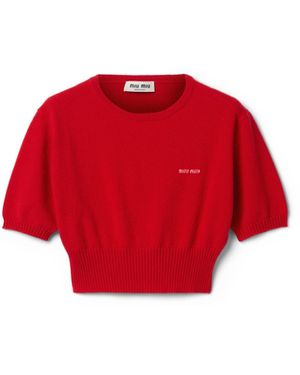 Miu Miu Pull Court En Cachemire, Femme, Taille - Rouge