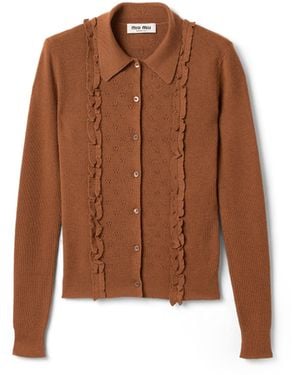 Miu Miu Strickjacke Aus Kaschmir Und Seide, Damen, Größe - Braun