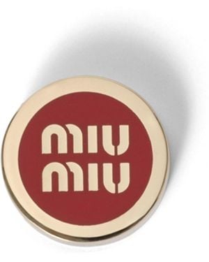 Miu Miu Brosche Mit Logo Aus Emailliertem Metall, Damen - Rot