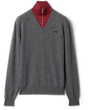 Miu Miu Pullover Aus Kaschmir Und Jersey, Damen, Größe - Grau