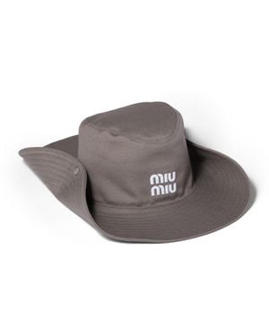 Miu Miu Chapeau En Drill, Femme, Taille - Gris