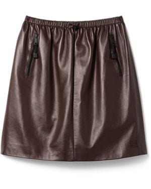 Miu Miu Jupe En Cuir Nappa, Femme, Taille - Marron