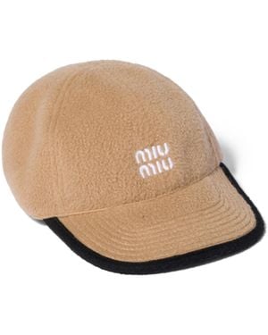 Miu Miu Baseballkappe Aus Fleece, Damen, Größe - Natur