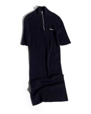 Miu Miu Robe En Coton En Maille Côtelée, Femme, Taille - Bleu