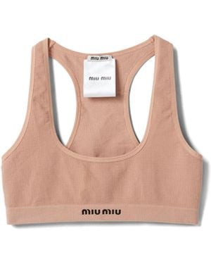 Miu Miu Nahtloses Top Mit Racerback Damen, Größe - Pink