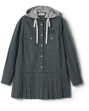 Miu Miu Robe En Flanelle À Carreaux, Femme, Taille - Gris