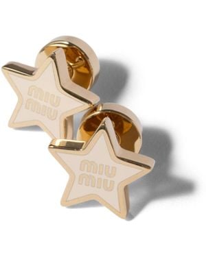 Miu Miu Boucles D'Oreilles En Métal Émaillé, Femme - Métallisé