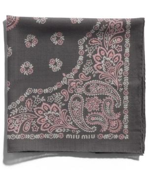 Miu Miu Foulard Stampato - Grigio