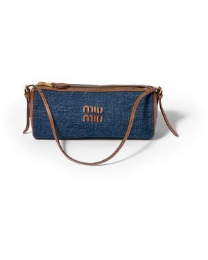 Miu Miu Pouch Aus Denim, Damen - Blau
