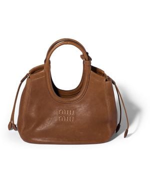 Miu Miu Ivy Tote Bag Aus Nappaleder, Damen - Braun