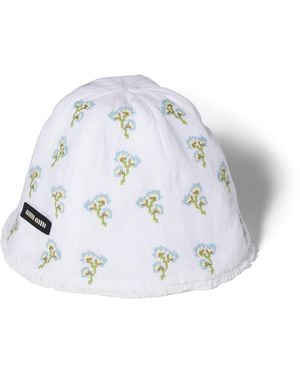 Miu Miu Bonnet Brodé, Femme, Taille - Blanc