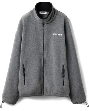 Miu Miu Sweatshirt Aus Fleece, Damen, Größe - Grau