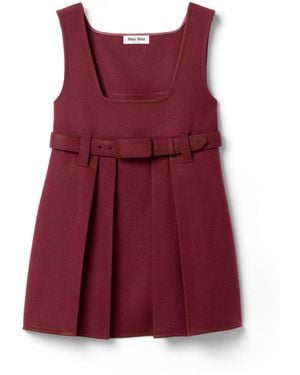 Miu Miu Kleid Aus Gewachster Doppel-Wolle, Damen, Größe - Rot
