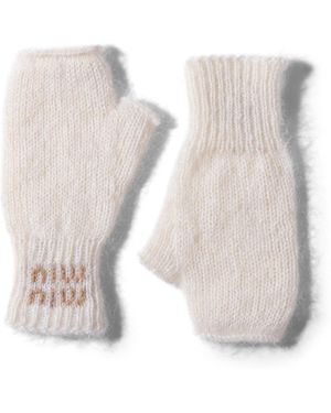 Miu Miu Handschuhe Aus Wolle Und Mohair, Damen, Größe - Weiß