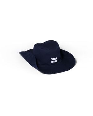 Miu Miu Chapeau En Drill, Femme, Taille - Bleu