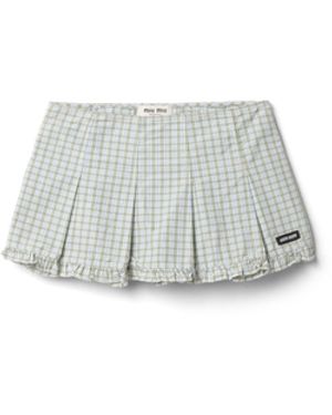 Miu Miu Mini-Jupe Plissée À Carreaux Femme, Taille - Blanc