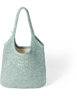 Miu Miu Sac Ivy En Mesh À Sequins, Femme - Vert