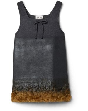 Miu Miu Kleid Aus Doppelter Wolle Und Lammfell, Damen, Größe - Schwarz