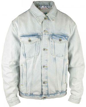 Off-White c/o Virgil Abloh Light Denim Jacket With Graffiti Logo - Blue