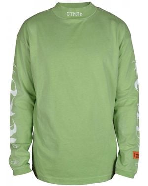 Heron Preston Long Sleeve T-Shirt With Embroidered Logo - Green
