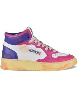 Autry Mid Super Vintage Trainers - Pink