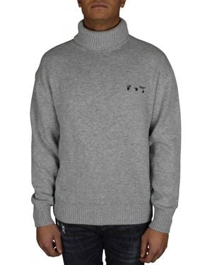 Off-White c/o Virgil Abloh Cashmere Turtleneck Jumper With Embroidered Logo - Grey