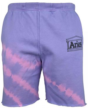 Aries Tie-Dye Cotton Logo Shorts - Blue