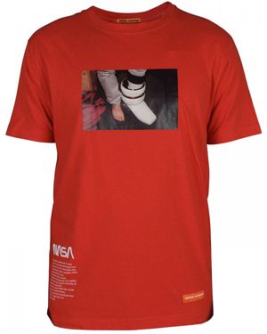 Heron Preston Cotton T-Shirt With Graphic Prints - Red