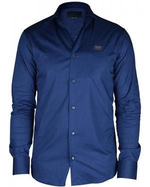 Philipp Plein Camicia Diamond Cut LS Iconic - Blu