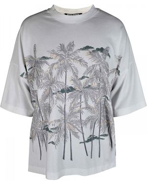 Palm Angels Loose-Fitting T-Shirt With Palm Tree Print - Grey