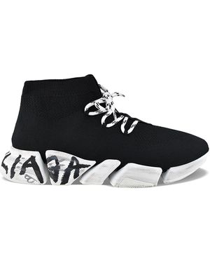 Balenciaga Trainers Speed Lace Up Graffiti - Black