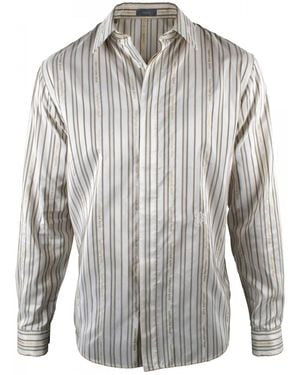 Dior Striped Silk Blend Embroidered Shirt - Grey