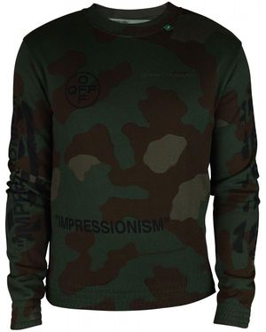 Off-White c/o Virgil Abloh Khaki Camouflage Sweatshirt With Iconic Branding - Black