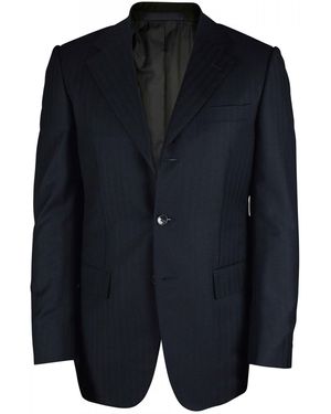 Gucci Navy Striped Duo Tone Wool Suit - Blue