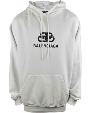 Balenciaga Oversized Logo Print Cotton Hoodie - Grey