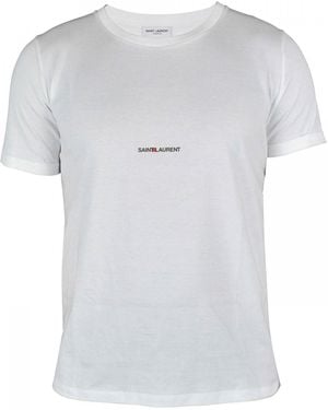 Saint Laurent Logo Cotton T-Shirt - White