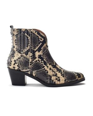 Moda In Pelle Anniee Snake Print Leather - Black