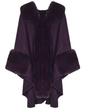 Moda In Pelle Frayaponcho Purple Faux Fur - Blue