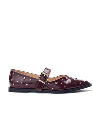 Moda In Pelle Fijia Burgundy Patent - Red