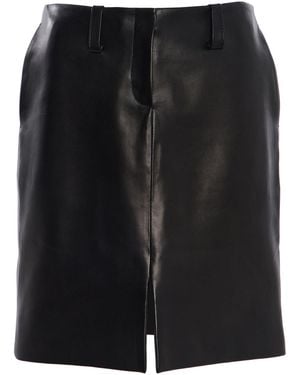 Brandon Maxwell The Lex Pencil Leather Mini Skirt - Black
