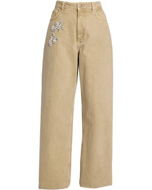 Erdem Embroidered Denim Wide-Leg Jeans - Natural