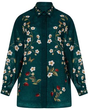 Agua Bendita Cecilia Floral Print Linen Top - Green