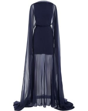 Ralph Lauren Dylon Sheer Chiffon Gown - Blue