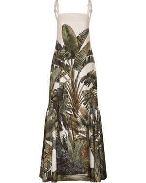 ANDRES OTALORA Coraçao Printed Cotton Poplin Maxi Dress - Green