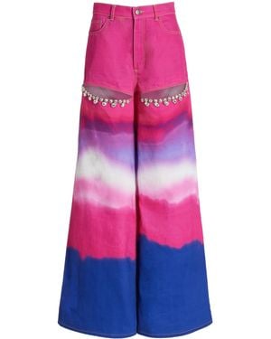 Area Crystal-embellished Slit Ombre Rigid High-rise Wide-leg Jeans - Pink