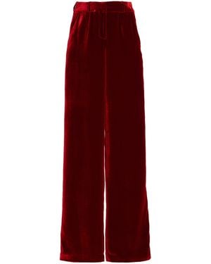 Sergio Hudson Mid-rise Velvet Wide-leg Trousers - Red