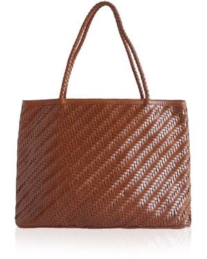 Bembien Gabrielle Woven Leather Tote Bag - Brown