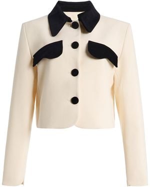 D'Estree Exclusive Tatiana Cropped Crepe Jacket - Natural
